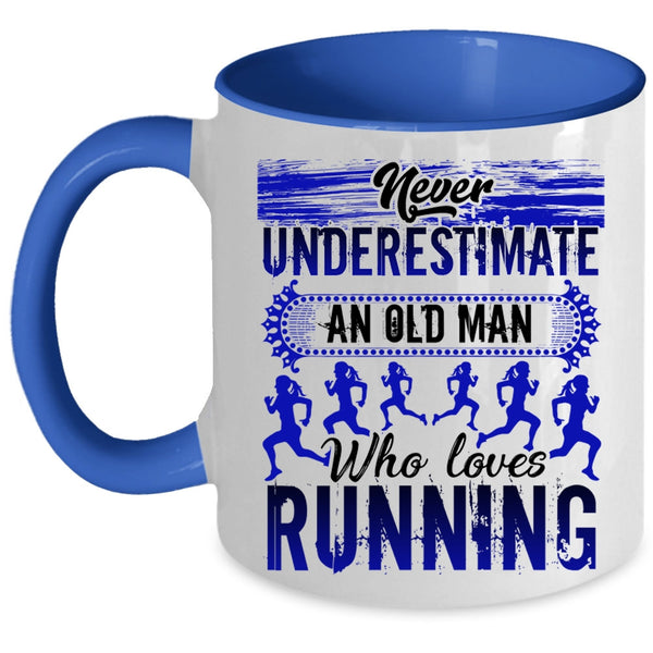 Funny Gift For Grandpas Coffee Mug, An Old Man Loves Running Accent Mug