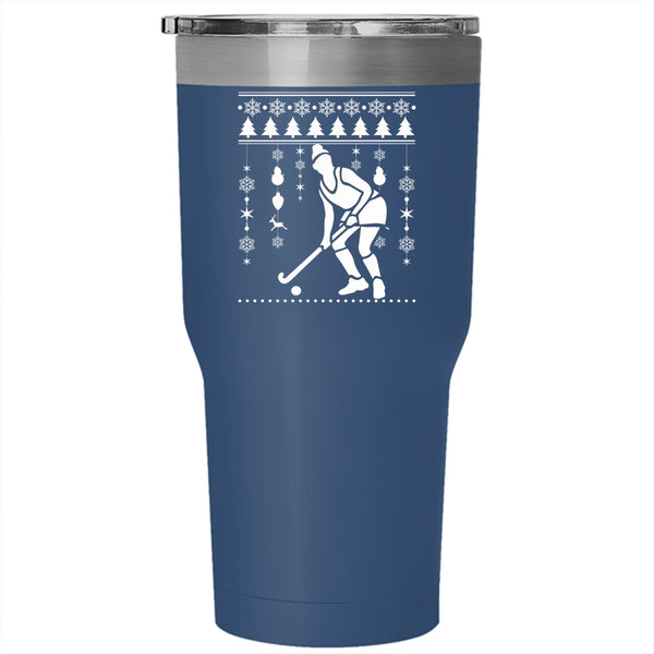 I Love Hockey Tumbler 30 oz Stainless Steel, Merry Little Christmas Travel Mug