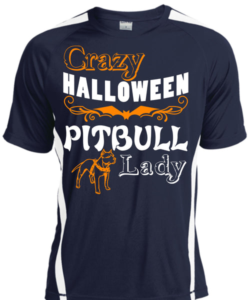 Crazy Halloween Pit Bull Lady T Shirt, I Love My Dogs T Shirt, Cool Shirt