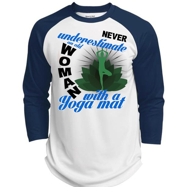 Old Woman With A Yoga Mat T Shirt, I Love Yoga T Shirt, Awesome T-Shirts  (Polyester Game Baseball Jersey)