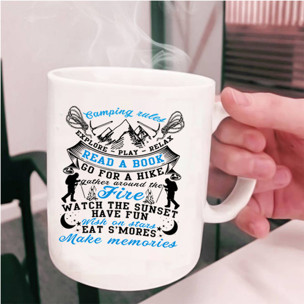 Cool Gift For Camper Coffee Mug, Camping Rules Cup