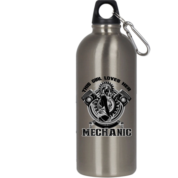 This Girl Loves Her Mechanic 20 oz Stainless Steel Bottle,Cool Mechanic's Wife Outdoor Sports Water Bottle