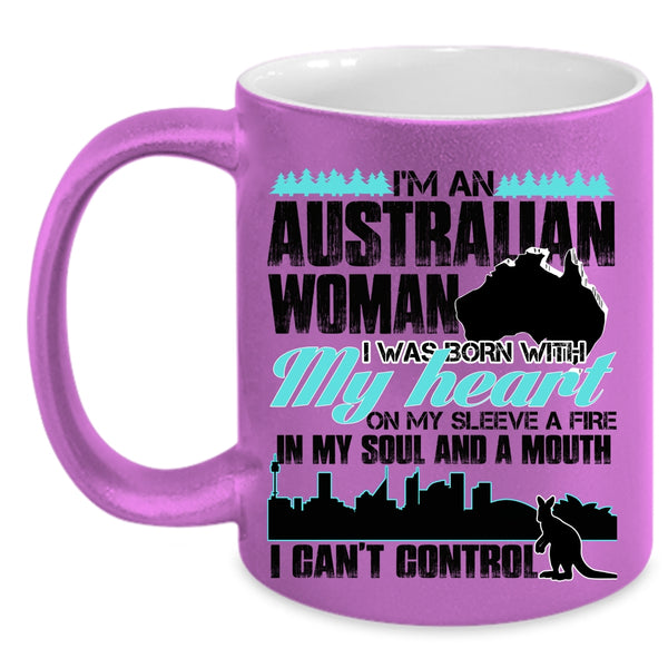 I Was Born With My Heart Coffee Mug, I'm An Australian Woman Accent Mug