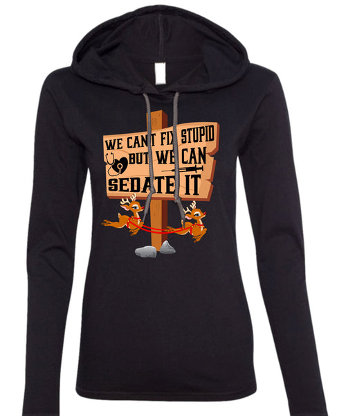 We Can't Fix Stupid T Shirt, This Girl Loves Christmas T Shirt (Anvil Ladies Ringspun Hooded)