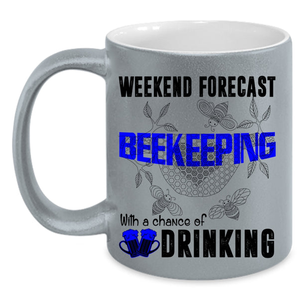 Chance Of Drinking Coffee Mug, Weekend Forecast Beekeeping Accent Mug
