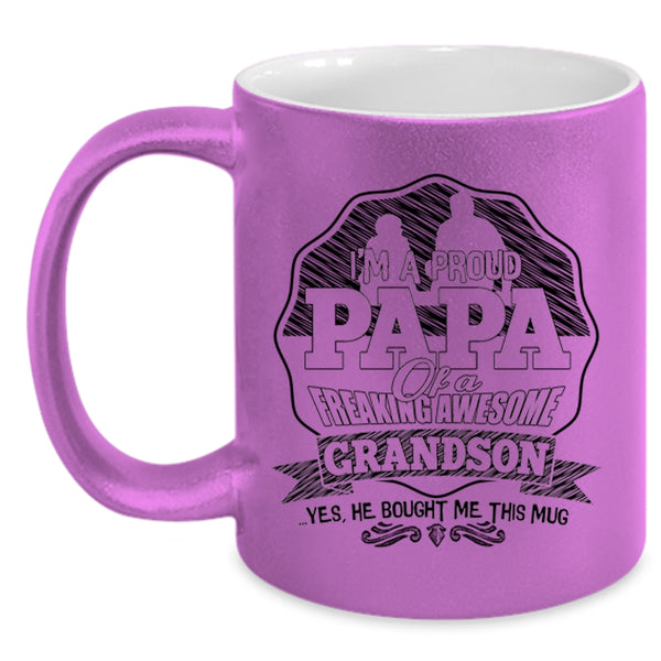 Awesome Grandson Coffee Mug, I'm A Proud Papa Of An Awesome Grandson Accent Mug