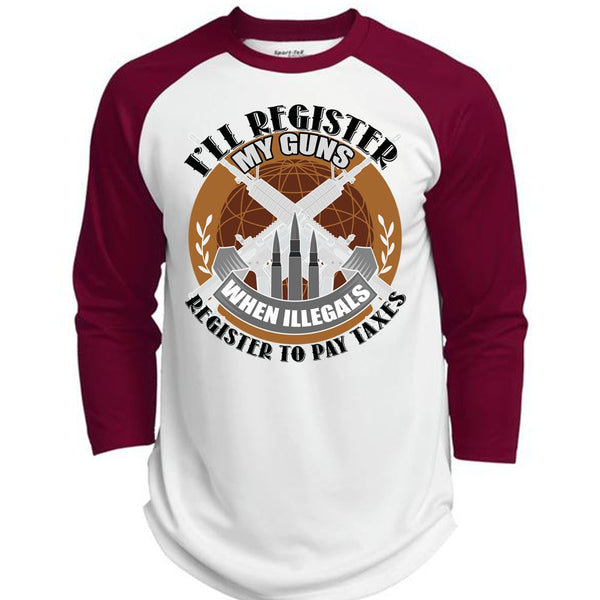 I'll Register My Guns T Shirt, I Love Veteran T Shirt, Awesome T-Shirts  (Polyester Game Baseball Jersey)