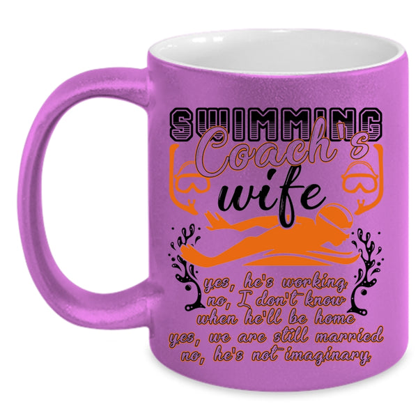 Cool Just Married Coffee Mug, Swimming Coach's Wife Accent Mug
