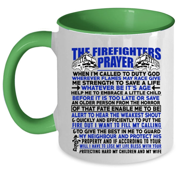 Cute Fireman Coffee Mug, The Firefighters Prayer Accent Mug