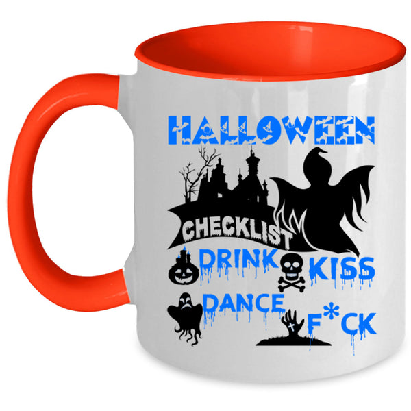 Drink Kiss Coffee Mug, Halloween Checklist Accent Mug