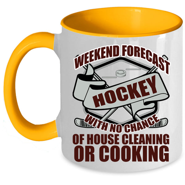 Cool Sporty Coffee Mug, Weekend Forecast Hockey Accent Mug
