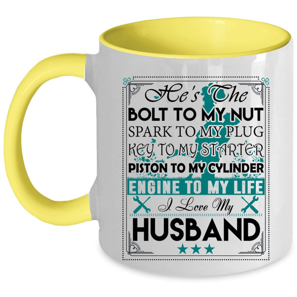 Cute Gift For My Wife Coffee Mug, I Love My Husband Accent Mug