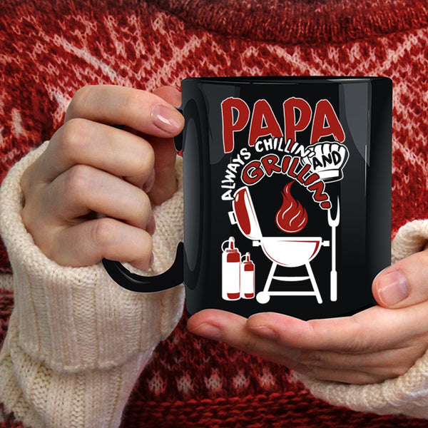 Papa Always Chilling Grilling Coffee Mug, Funny Barbecue Coffee Cup