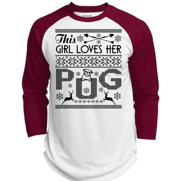 This Girl Loves Her Pug T Shirt, I Love My Dog T Shirt, Awesome T-Shirts  (Polyester Game Baseball Jersey)