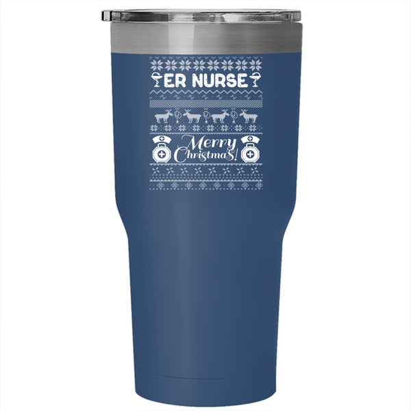 Er Nurse Tumbler 30 oz Stainless Steel, Merry Christmas Travel Mug
