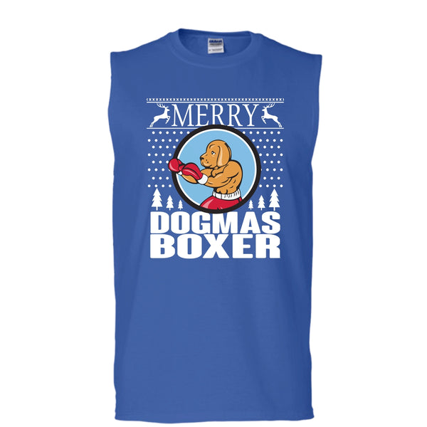 Merry Dogmas Boxer T Shirt, Coolest Merry Christmas T Shirt, Cool T Shirt (Men's Cotton Sleeveless)
