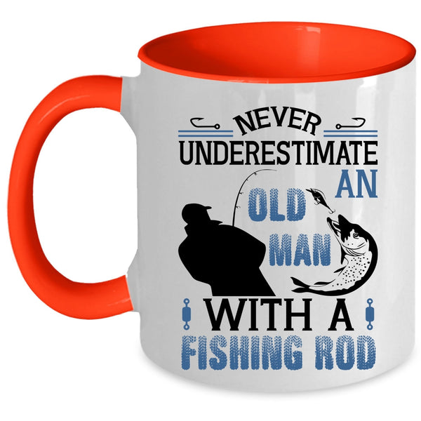 Funny Fishing Rod Coffee Mug, An Old Man With A Fishing Rod Accent Mug