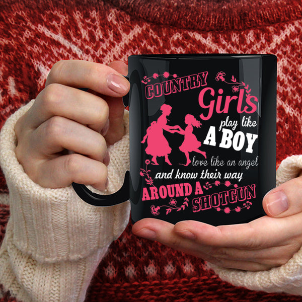 Country Girls Play Like A Boy Coffee Mug, Cool Girls Coffee Cup