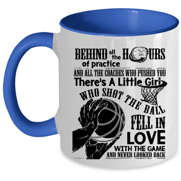 Cool Basketball Coffee Mug, Little Girl Shot The Ball Fell In Love Accent Mug