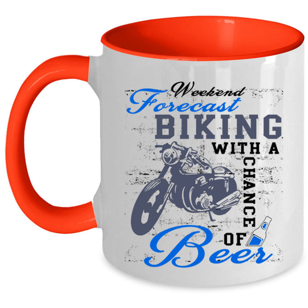 Chance Of Beer Coffee Mug, Weekend Forecast Biking Accent Mug