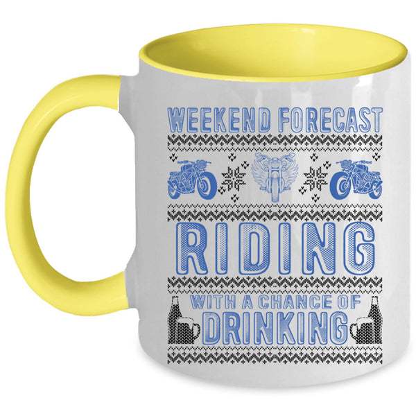 Chance Of Drinking Coffee Mug, Weekend Forecast Riding Accent Mug