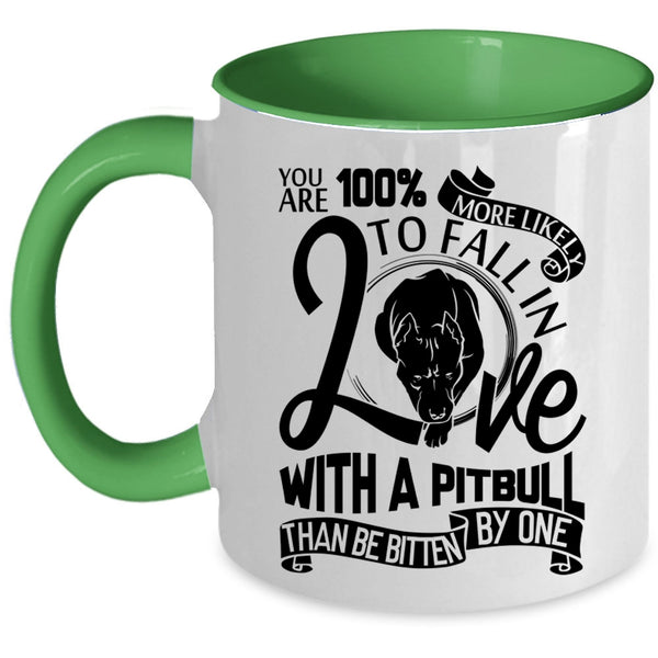 Cute Pitbull Owner Coffee Mug, Fall In Love With A Pitbull Accent Mug