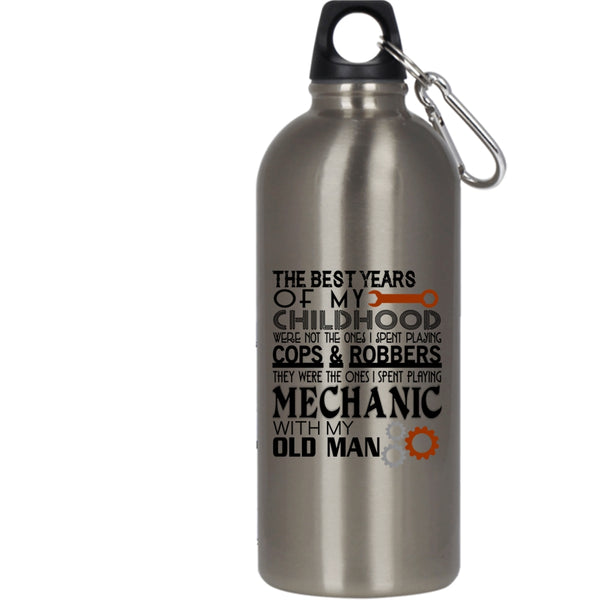 Playing Mechanic With My Old Man 20 oz Stainless Steel Bottle,Grandpa Outdoor Sports Water Bottle