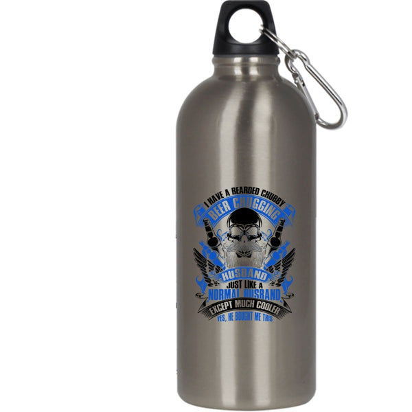 I Have A Bearded Chubby Beer Chugging Husband 20 oz Stainless Steel Bottle,Married Outdoor Sports Water Bottle