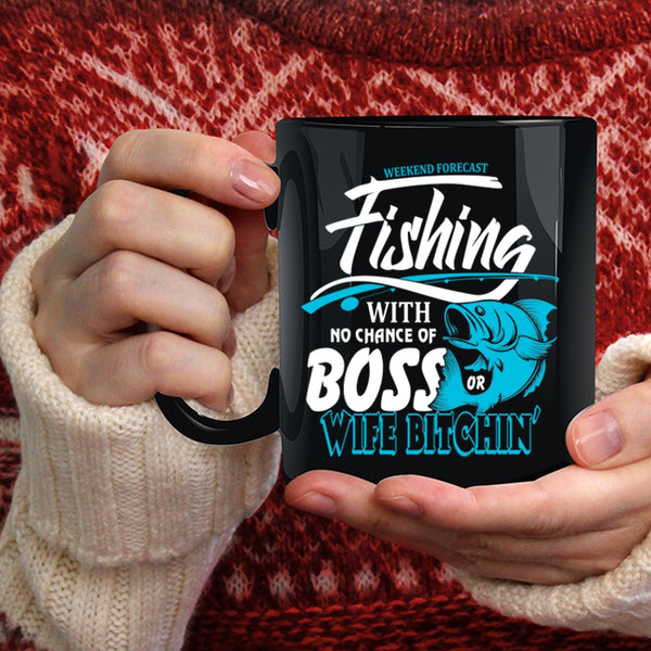 Weekend Forecast Fishing Coffee Mug, Cool Fisher Coffee Cup