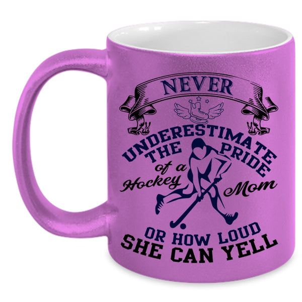 Gift For Mom Coffee Mug, The Pride Of A Hockey Mom Accent Mug