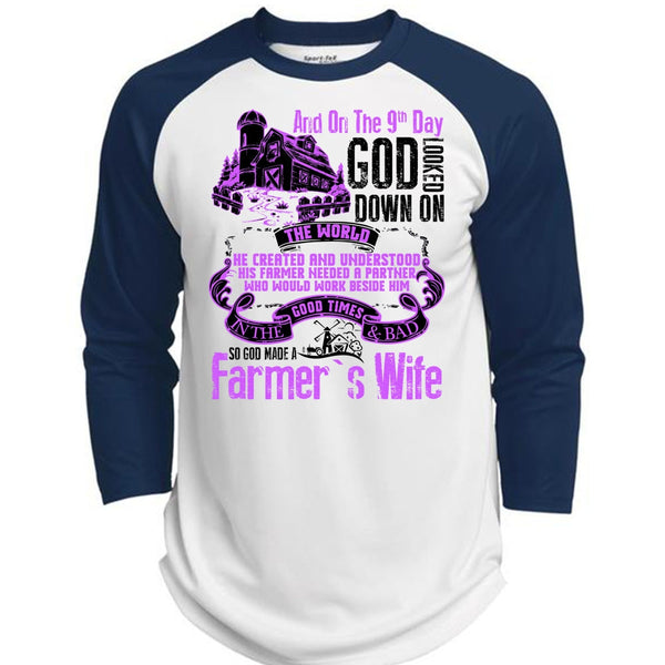 God Made A Farmer's Wife T Shirt, I Love Farming T Shirt, Awesome T-Shirts  (Polyester Game Baseball Jersey)