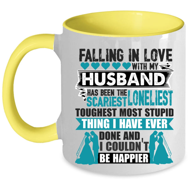 Cute Love Coffee Mug, Falling In Love With My Husband Accent Mug