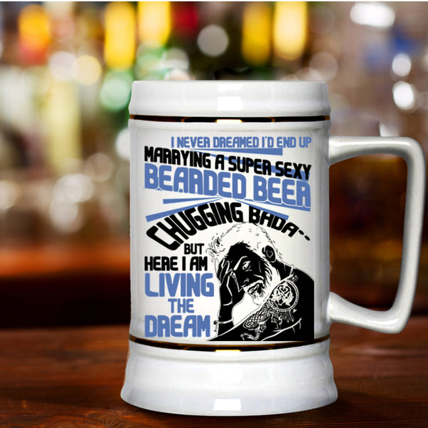Cool Just Married Beer Stein 22oz, I'd End Up Marrying A Bearded Beer Beer Mug