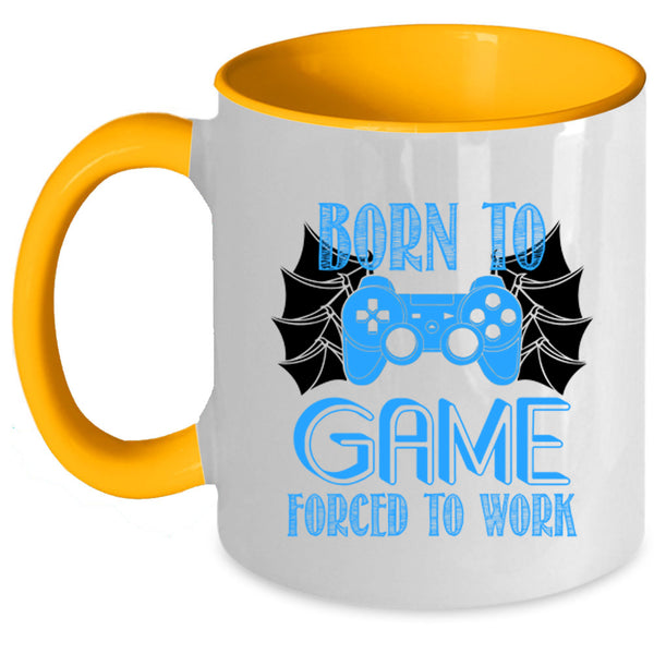 Awesome Gamer Coffee Mug, Born To Game Forced To Work Accent Mug