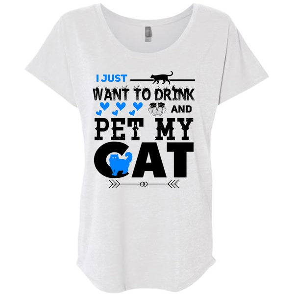I Just Want To Drink And Pet My Cat T Shirt, I Love Cat T Shirt, Cool Pets T Shirt