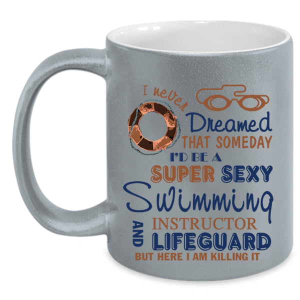 Cool Job Coffee Mug, I'd Be A Swimming Instructor And Lifeguard Accent Mug