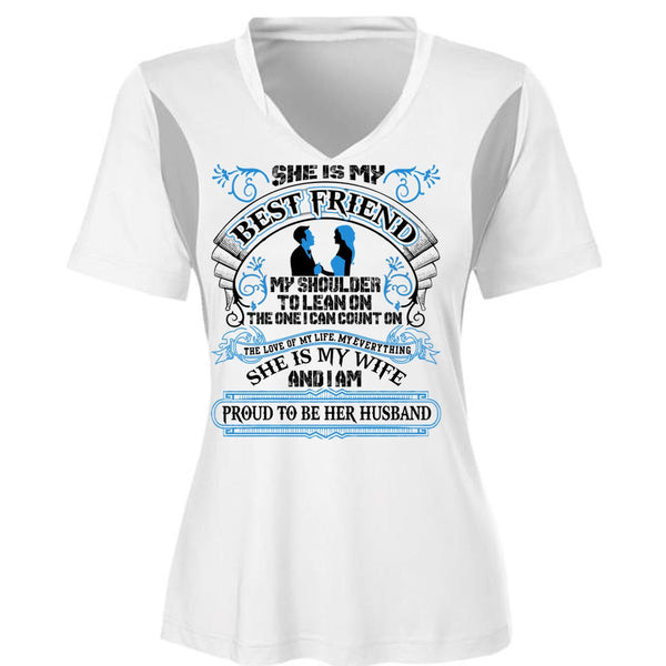 She Is My Best Friend T Shirt, She Is My Wife T Shirt, Cool Shirt (Ladies LS Heather V-Neck)
