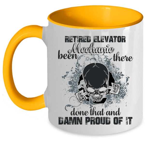 Cool Retirement Coffee Mug, Ritired Elevator Mechanic Accent Mug