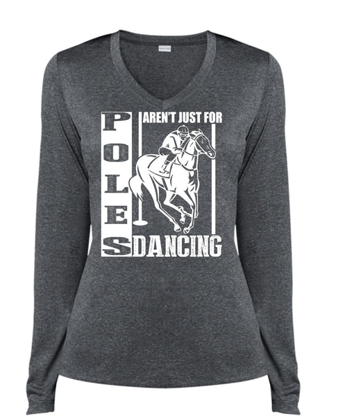 Poles Aren't Just For Dancing T Shirt, Being An Equestrian T Shirt, Cool Shirt (Ladies LS Heather V-Neck)