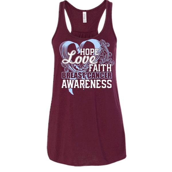 Hope Love Faith T Shirt, Breast Cancer Awareness Tank Top