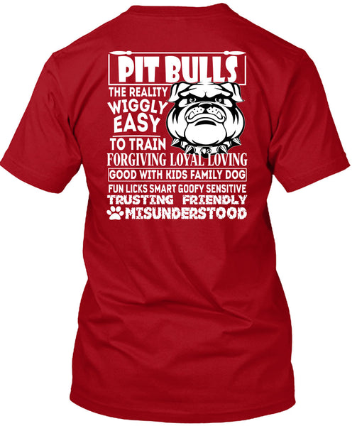 Pit Bulls The Reality Wiggly Easy T Shirt, Good With Kids Family Dog T Shirt