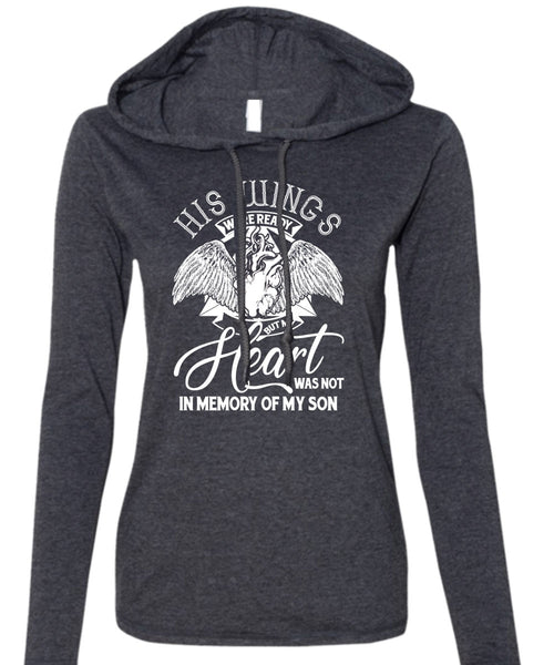 My Heart Was Not In Memory Of My Son T Shirt, Being A Son T Shirt (Anvil Ladies Ringspun Hooded)