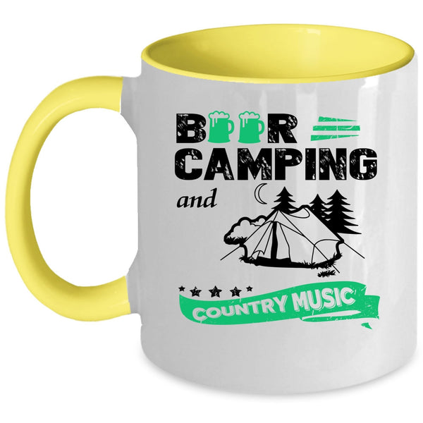 Funny Camping Coffee Mug, Beer Camping And Country Music Accent Mug