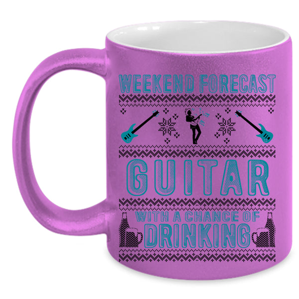 Chance Of Drinking Coffee Mug, Weekend Forecast Guitar Accent Mug