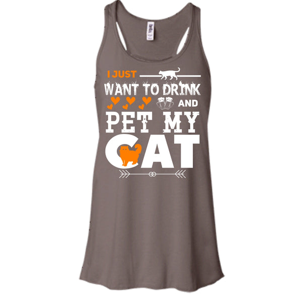 I Just Want To Drink And Pet My Cat Shirt, Cool Cat Shirt