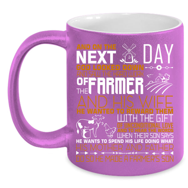 His Mother And Father Coffee Mug, He Made A Farmer's Son Coffee Cup