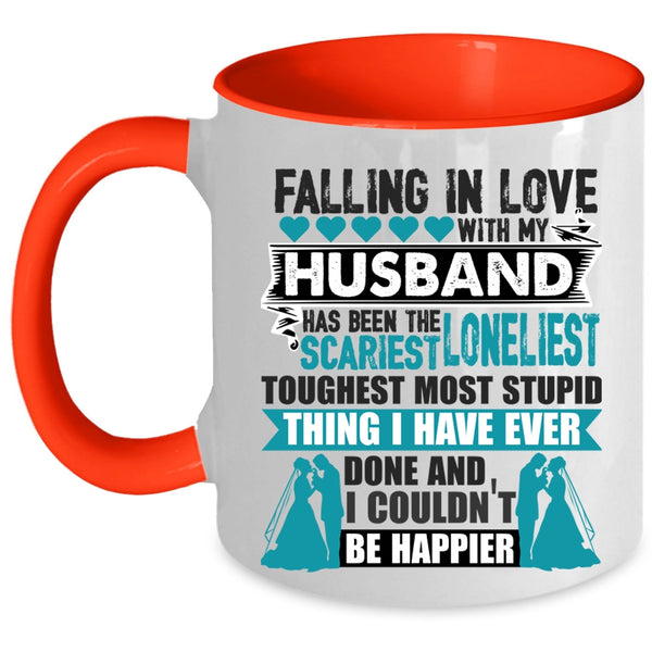 Cute Love Coffee Mug, Falling In Love With My Husband Accent Mug