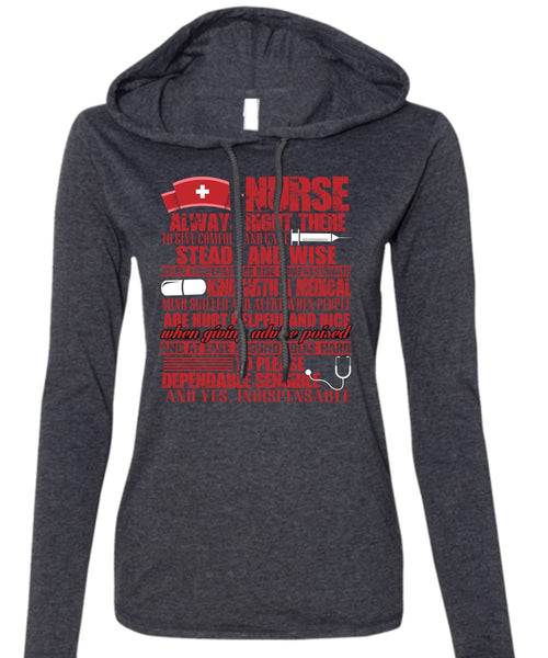 Nurse Always Right T Shirt, Kind With A Medical T Shirt (Anvil Ladies Ringspun Hooded)