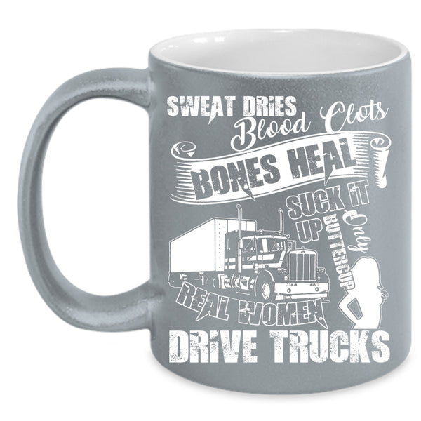 Only Real Women Drive Trucks Coffee Mug, Cool Lady Coffee Cup