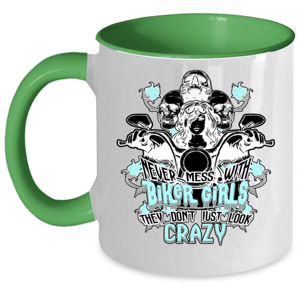Crazy Biker Girls Coffee Mug, Never Mess With Biker Girls Accent Mug